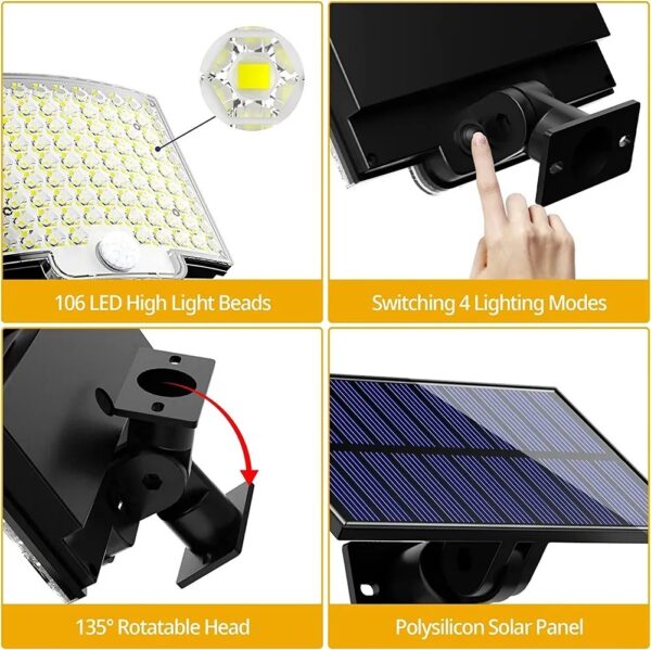 Garden Lamp 106led Solar Wall Lamp - Image 7